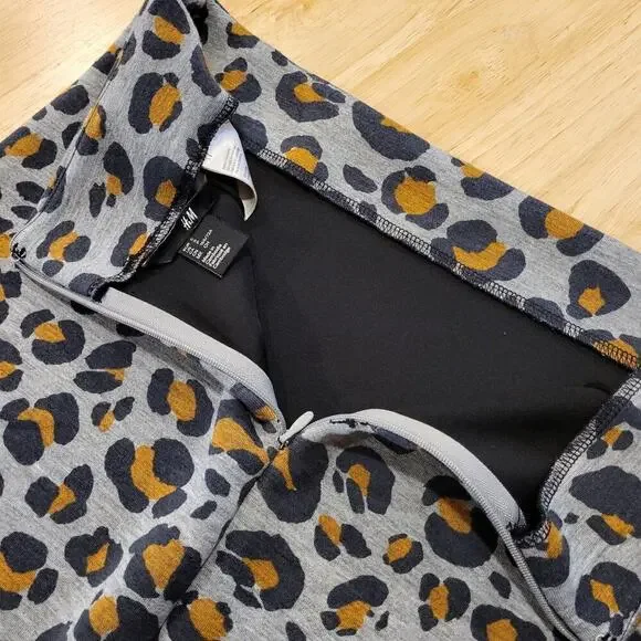 Knit H&M Grey Leopard Print Knee Length Pencil Invisible Zipper Small 30" Waist - Picture 9 of 10